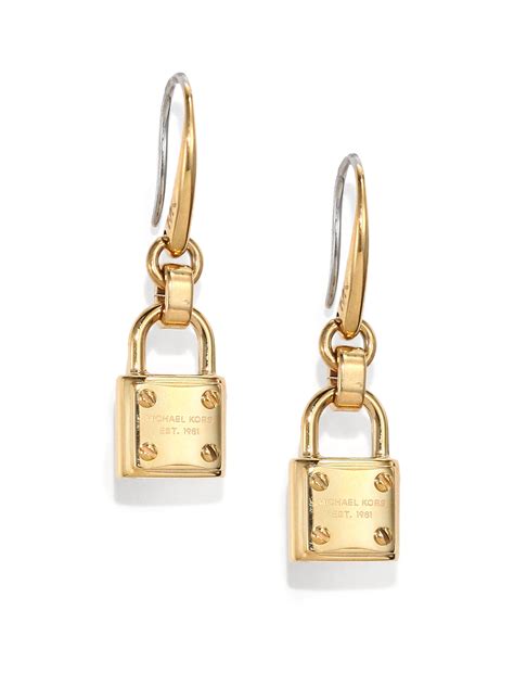 padlock earrings michael kors|Michael Kors Heritage Padlock Drop Earrings .